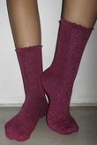 Scalloped Glitter Socks Berry Pink